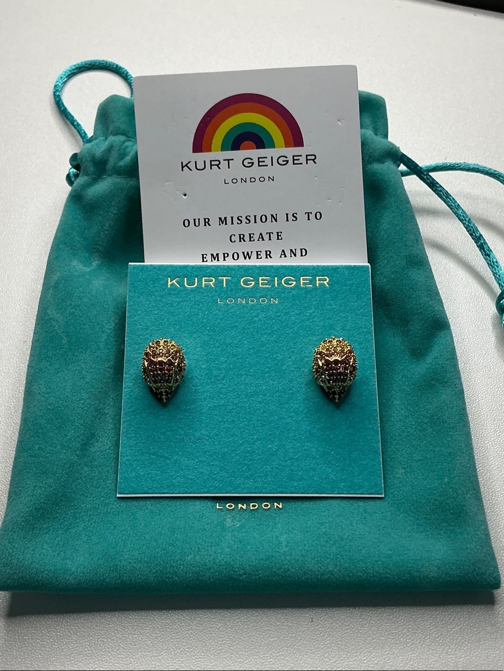 Kurt Geiger Gold-Tone Multicolor Crystal Teardrop Stud Earrings